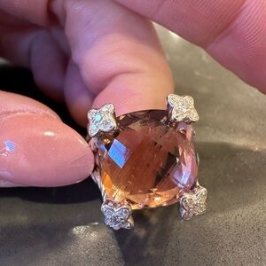 David Yurman Silver Ring with morganite Gemstone